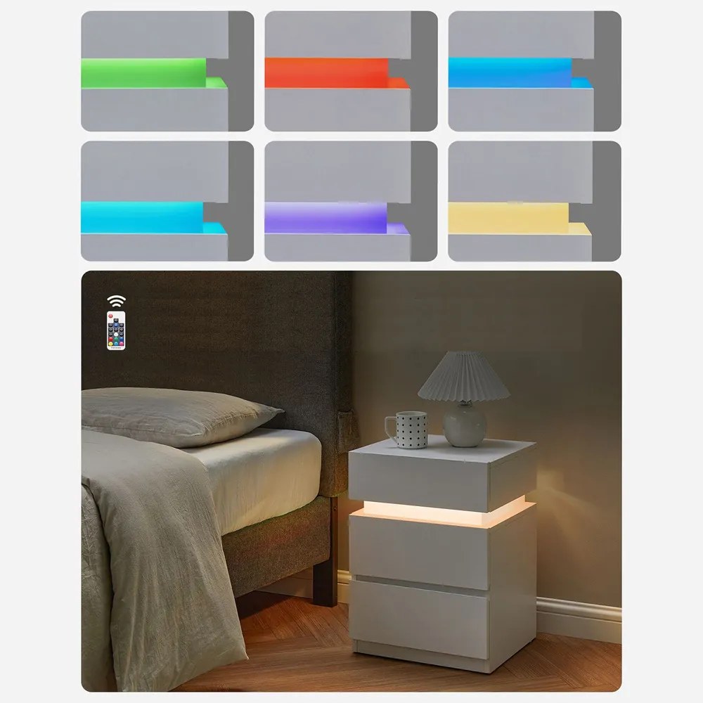 DAVY éjjeliszekrény világítással, 40x35x55cm, fehér Vasagle