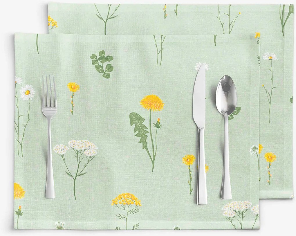 Goldea pamut reggeliző alátét - mező, zöld melanzs alapon - 2db 30 x 40 cm