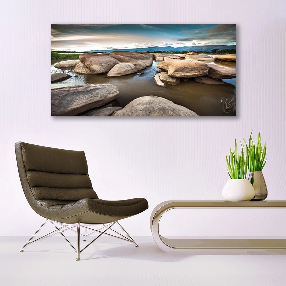 Üvegkép falra szikla táj 100x50 cm