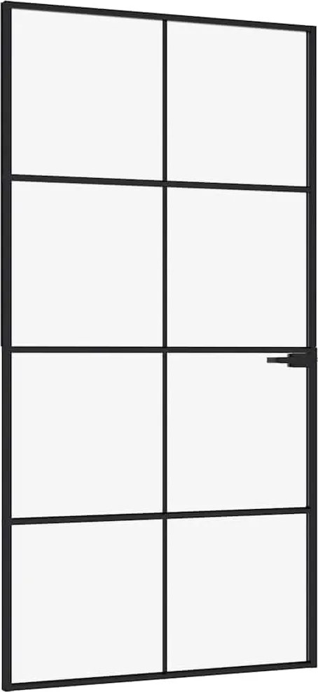 vidaXL fekete edzett üveg és alumínium vékony beltéri ajtó 102x201,5cm