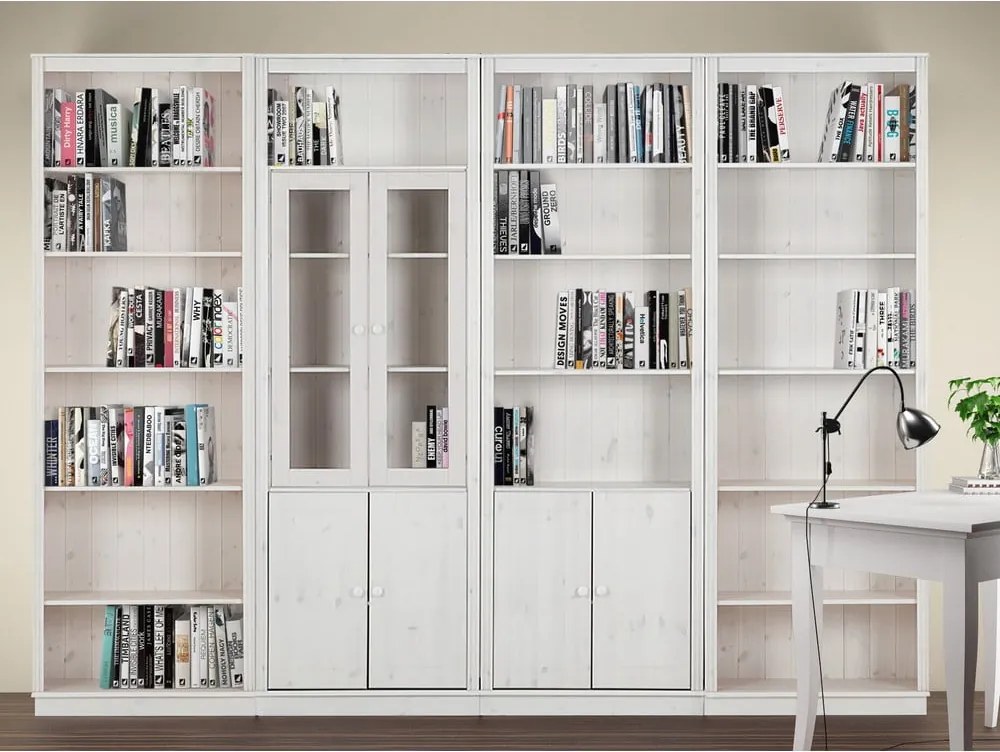 Fehér borovi fenyő könyvespolc 296x223 cm Anita – Støraa