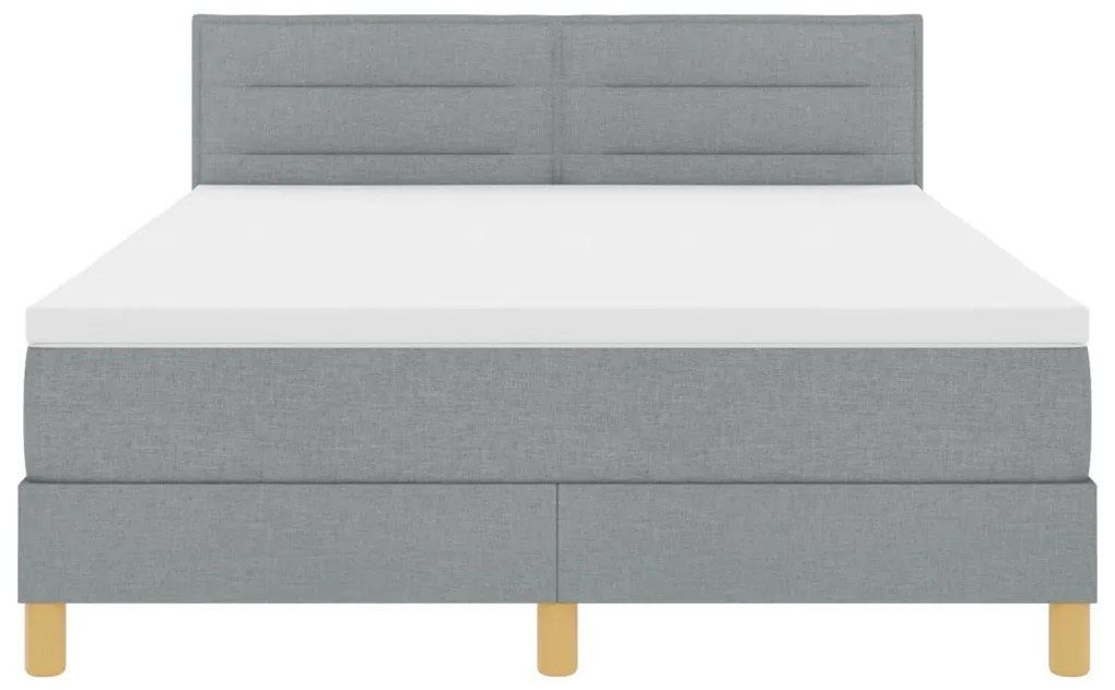 vidaXL Box Spring Ágy Matraccal & LED Világosszürke 140x190 cm Szövet