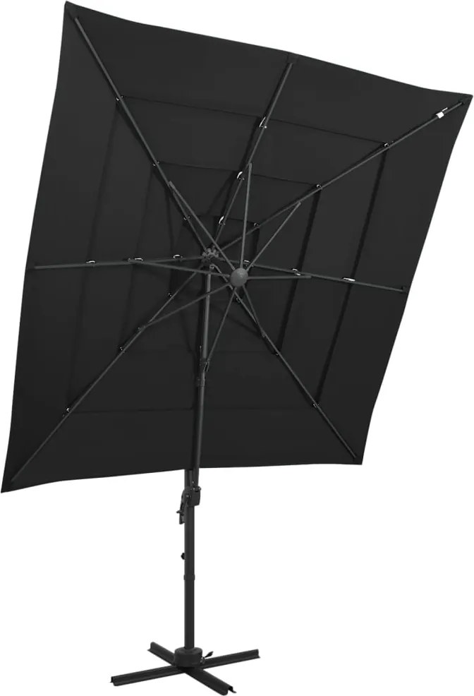 vidaXL 4 szintes fekete napernyő alumíniumrúddal 250 x 250 cm
