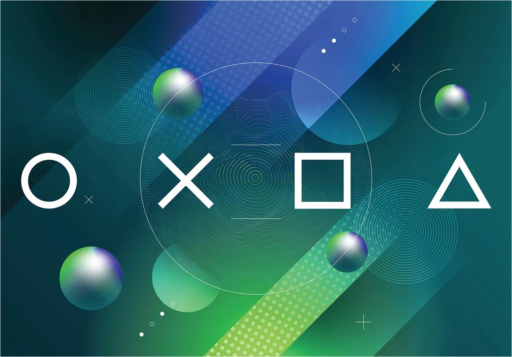 Fotótapéta PlayStation Irideszcencia és színgeometria 208x146 gömb +ragasztó