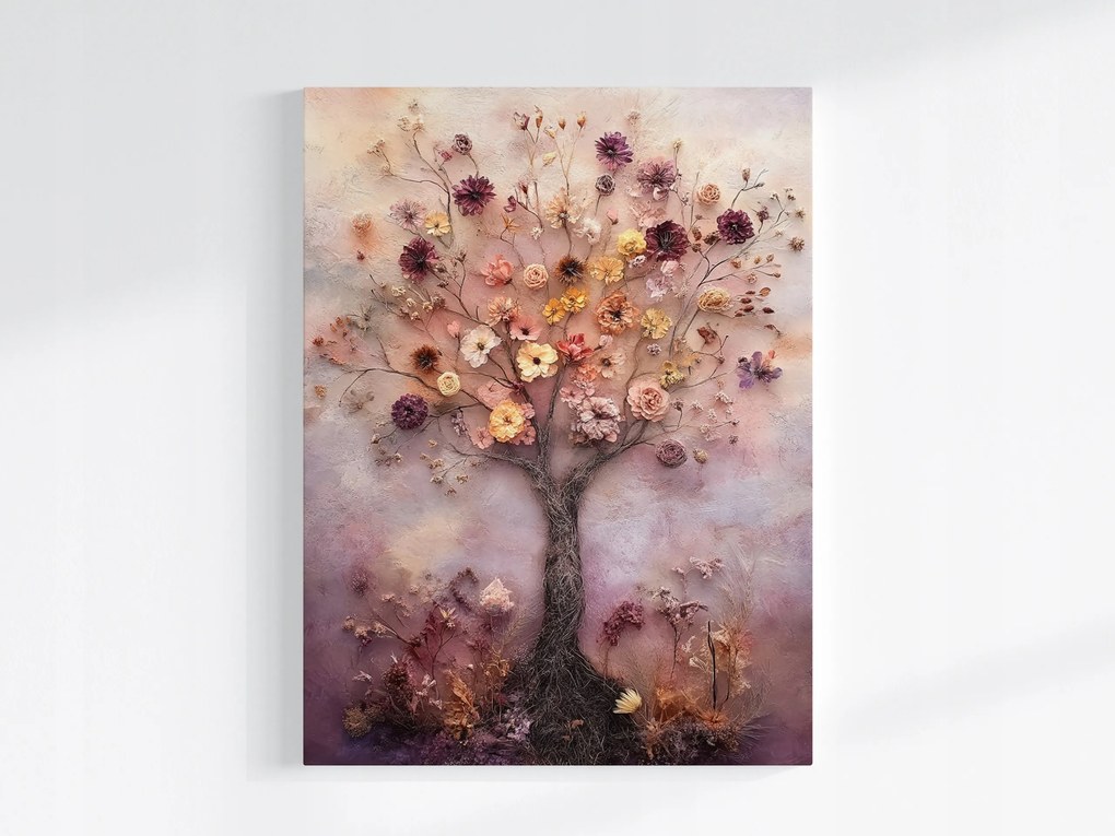 Poszter Dekoráció Szárított Virágok Filc Fa Boho 60x80