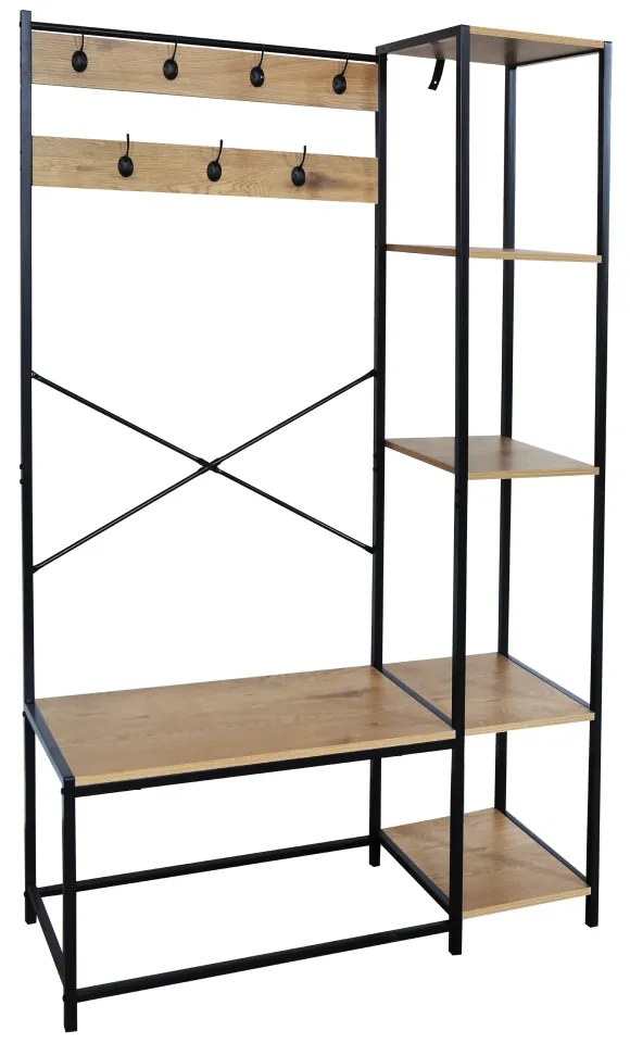 BERDY akasztó polcokkal, tölgyfa