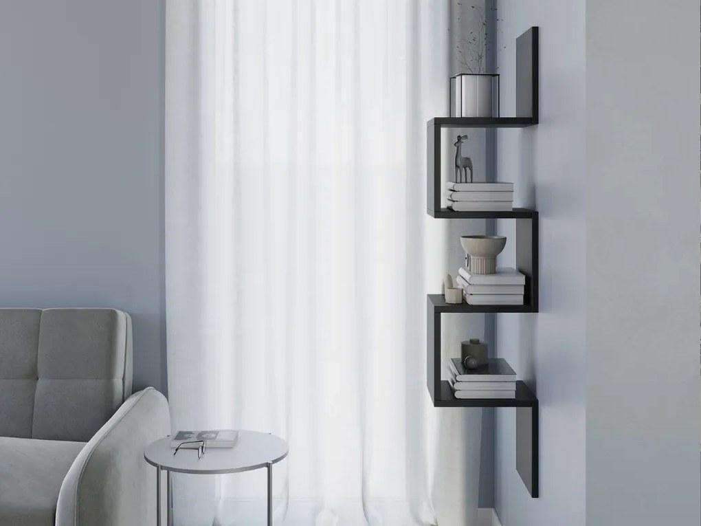 Fali polc SUNEDO 25x125 cm, fekete