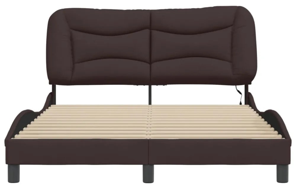 sötétbarna szövet ágykeret LED-ekkel matrac nélkül Hvar 140 x 200 cm