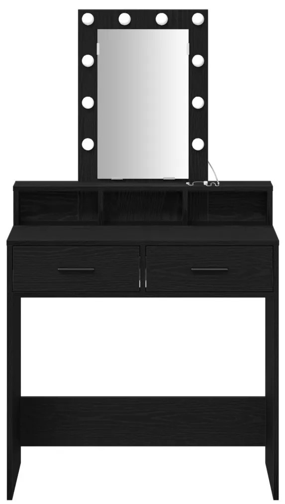 LED világítós sminktükör Fekete tölgy 79x41x140 cm