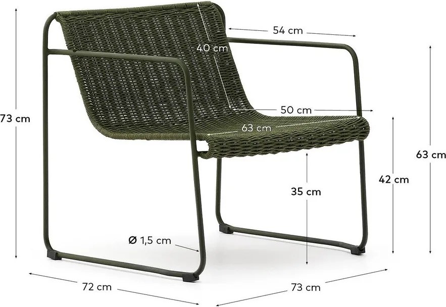 Zöld fém kerti fotel Maurina – Kave Home