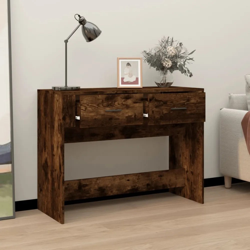 füstös tölgy színű szerelt fa tálalóasztal 100 x 39 x 75 cm