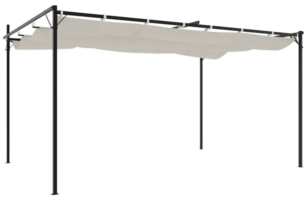 krémszínű pergola behúzható tetővel 395 x 292 x 230 cm