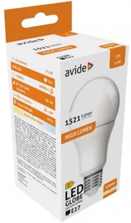 LED izzó, E27, gömb, A60, 13W, 1521lm, 4000K, AVIDE (AVLED019)
