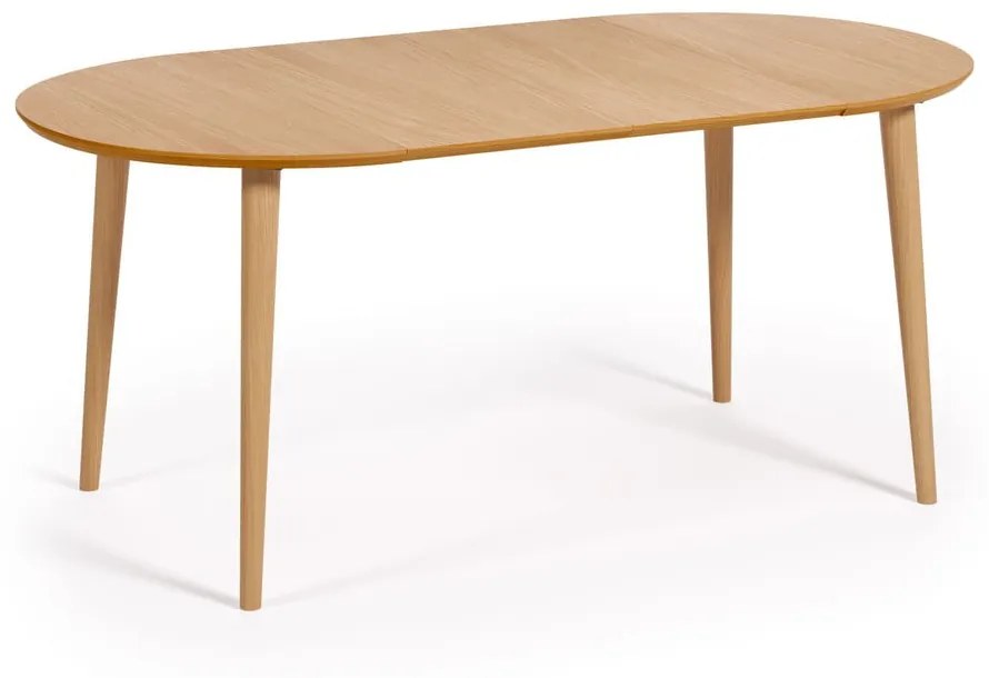 Natúr színű kerek bővíthető étkezőasztal tölgyfa dekorral ø 90 cm Oqui – Kave Home