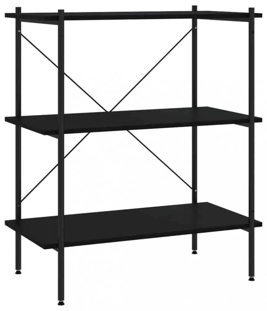 fekete 3 szintes polcrendszer 80x40x92 cm