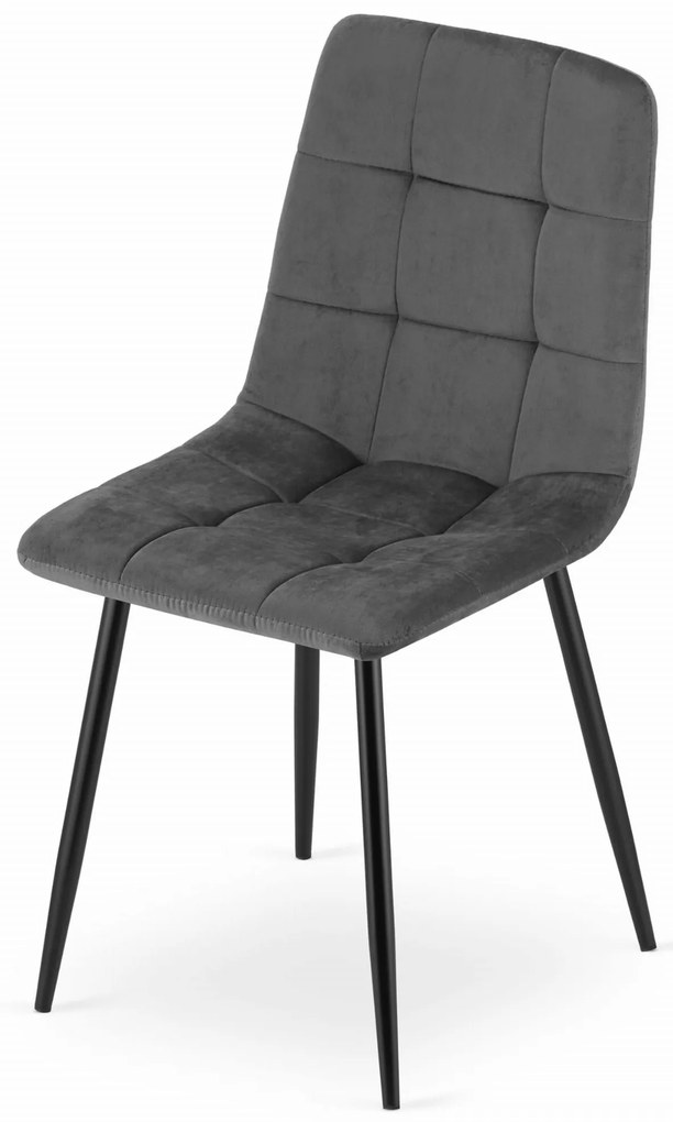 Sötétszürke bársony szék KARA fekete lábakkal