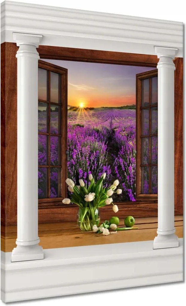 Vászonkép 50x70 Kilátás az ablakból a levendulára