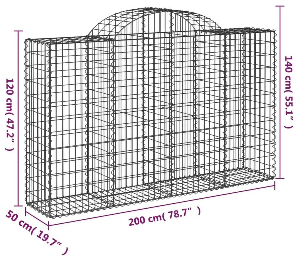 50 db íves horganyzott vas gabion kosár 200x50x120/140 cm