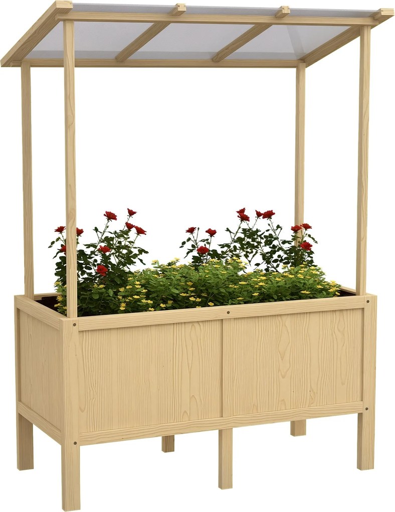 Outsunny Fa Magaságyás, Hidegkeret Takarással, Palánta Doboz Fleecel, Virágágyás Fűszerágyás Kerthez, Erkélyhez, 110 x 60 x 152 cm, Természetes | Aoso