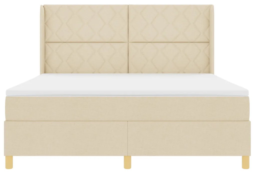 Boxspring Ágy Mattal és LED Fényekkel Krém 180x200 cm Textil