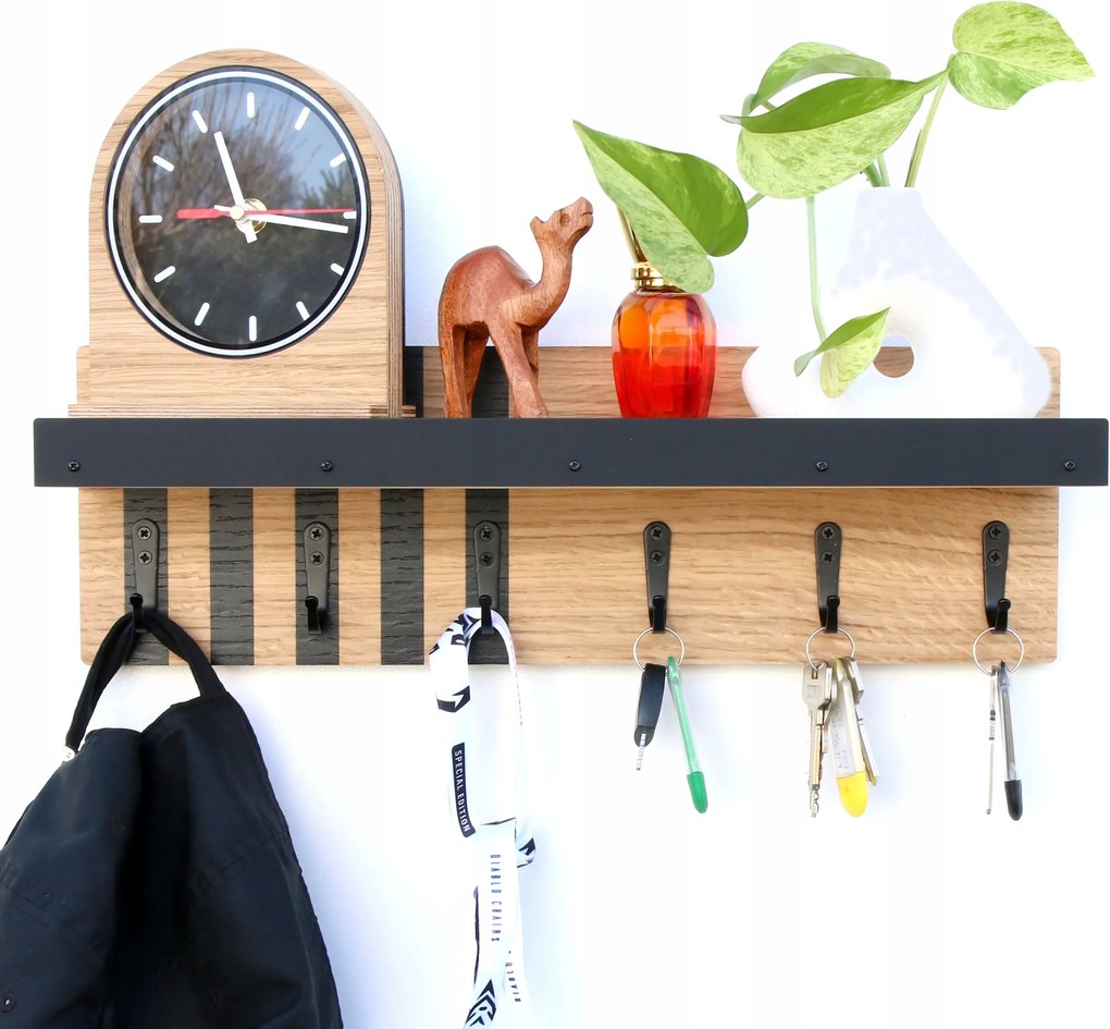 Kulcstartó polc 6 akasztó lamellák 40x14cm Loft