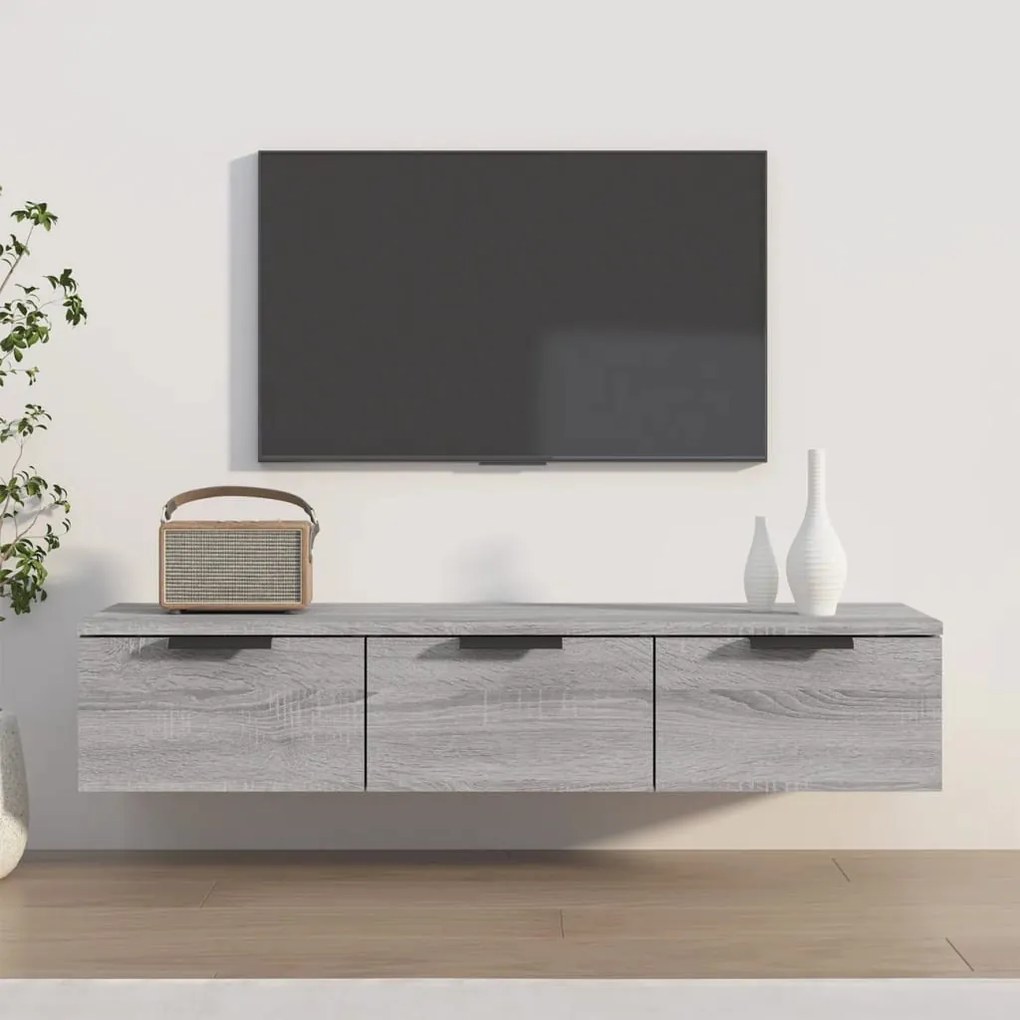 szürke sonoma színű szerelt fa faliszekrény 102 x 30 x 20 cm