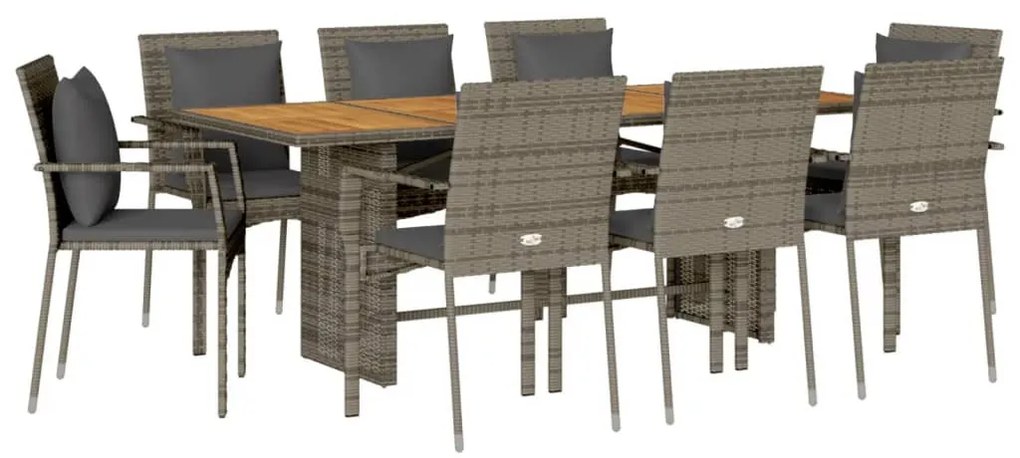 7 részes szürke polyrattan kerti étkezőgarnitúra párnával