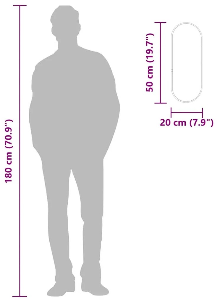 aranyszínű ovális falitükör 50x20 cm