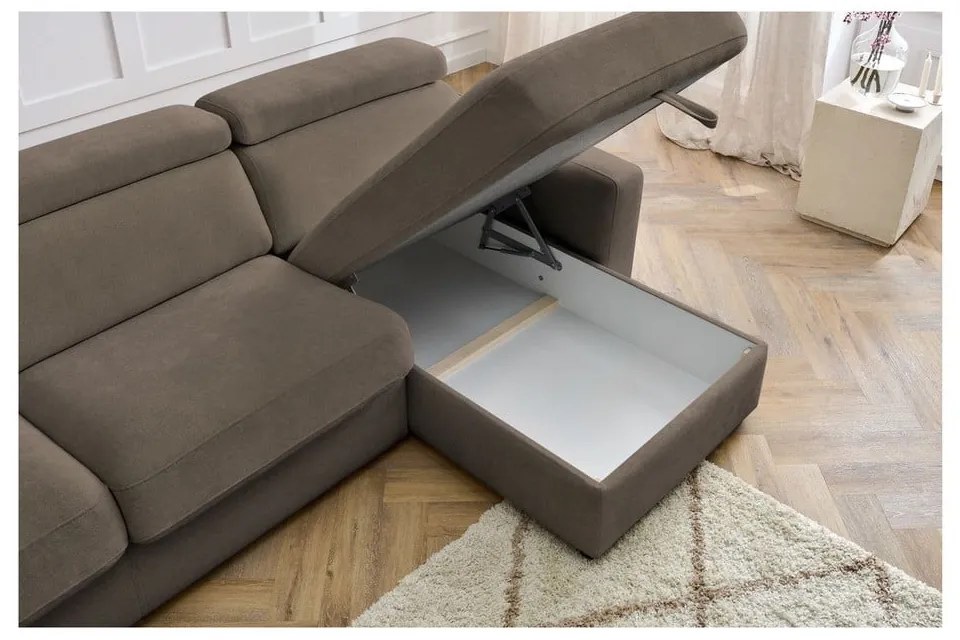 Barna kinyitható sarokkanapé (variálható) Monaco – Bobochic Paris