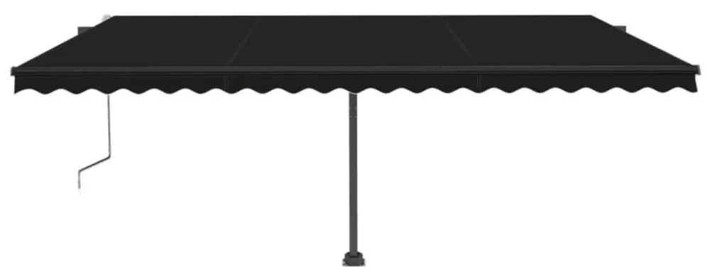 antracitszürke szélérzékelős és LED-es napellenző 500x300 cm