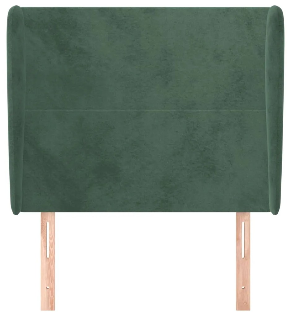 sötétzöld bársony fejtámla szárnyakkal 83 x 23 x 118/128 cm