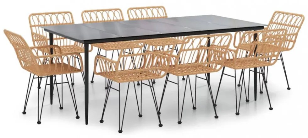 9 részes polyrattan kerti étkezőgarnitúra