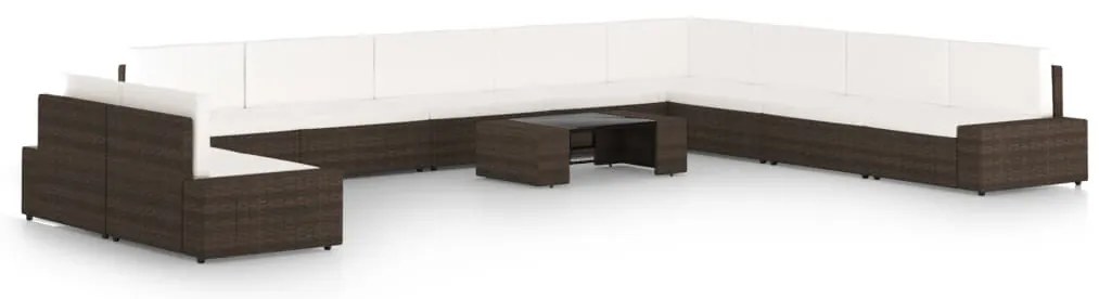 11 részes barna polyrattan kerti ülőgarnitúra párnákkal