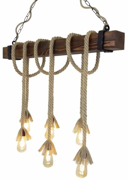 KUTUK kábeles függőlámpa 6xE27/40W/230V fenyő