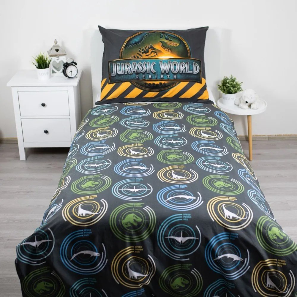 Egyszemélyes pamut gyerek ágyneműhuzat 140x200 cm Jurassic World "T-Rex" – Jerry Fabrics