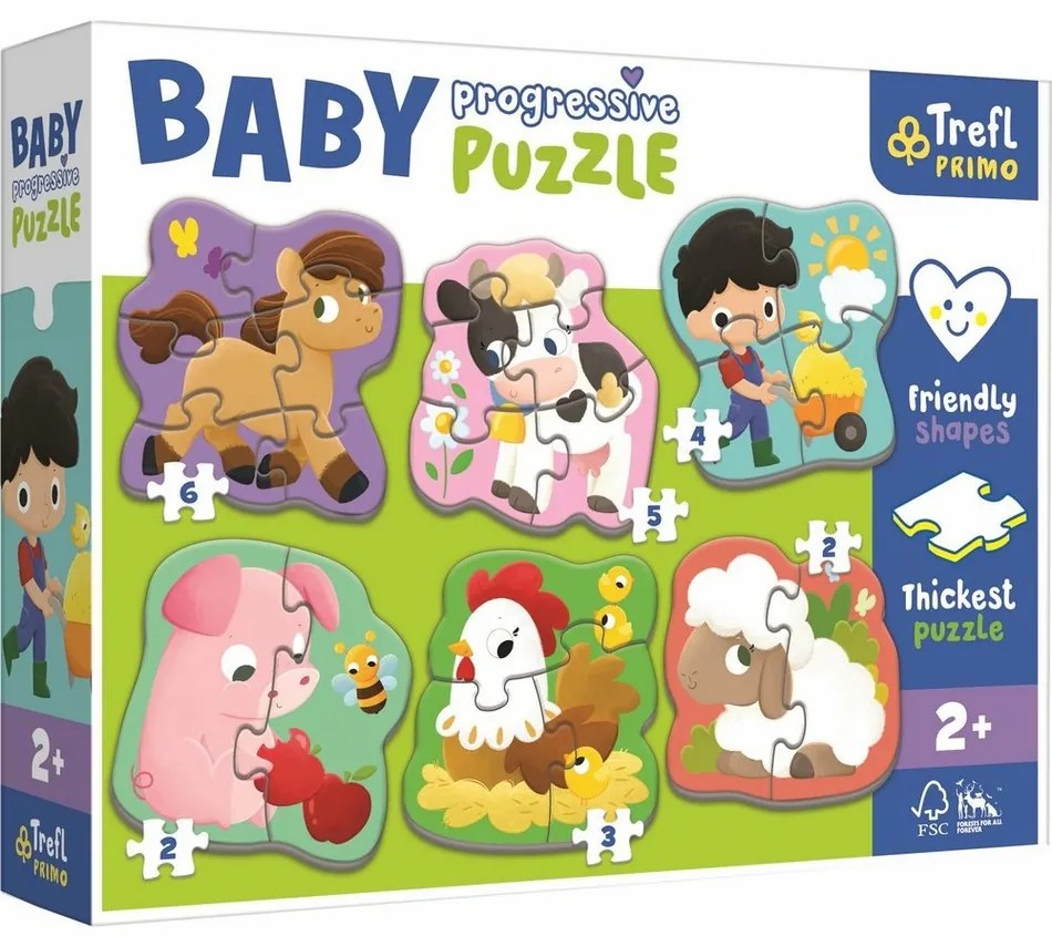Trefl Baby Farm puzzle, 6az1-ben (2-6 darab)