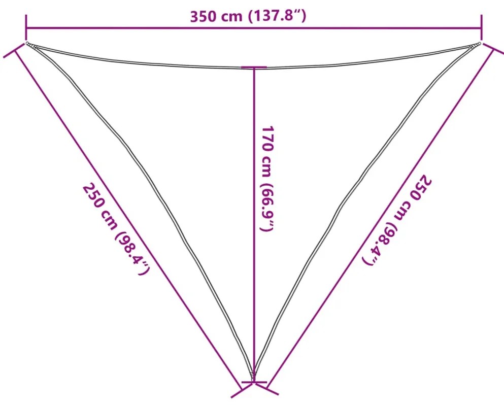 háromszög alakú HDPE napvitorla 160 g/m² 2,5x2,5x3,5 m