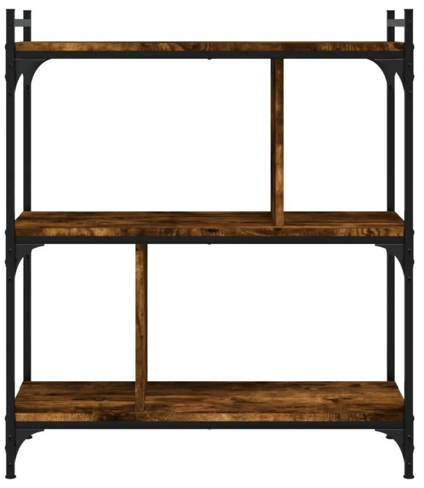 3 szintes füstös tölgy színű fa könyvespolc 76 x 32 x 88 cm