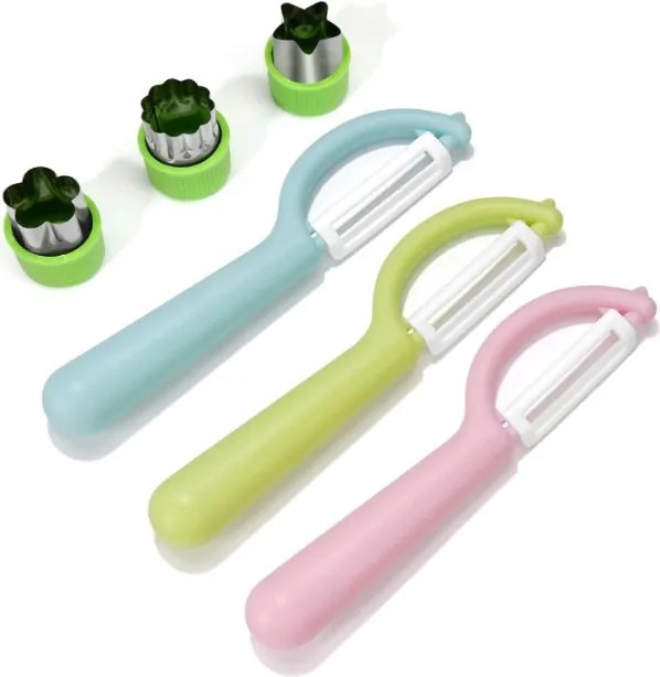 Gyerek hámozó szett 6 db-os gyümölcs szeletelő keksz forma