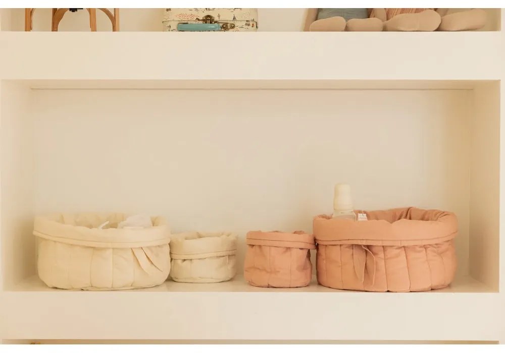 Krémszínű textil gyerek tárolódoboz szett 2 db-os ø 30x20 cm Bambie Natural – Lorena Canals