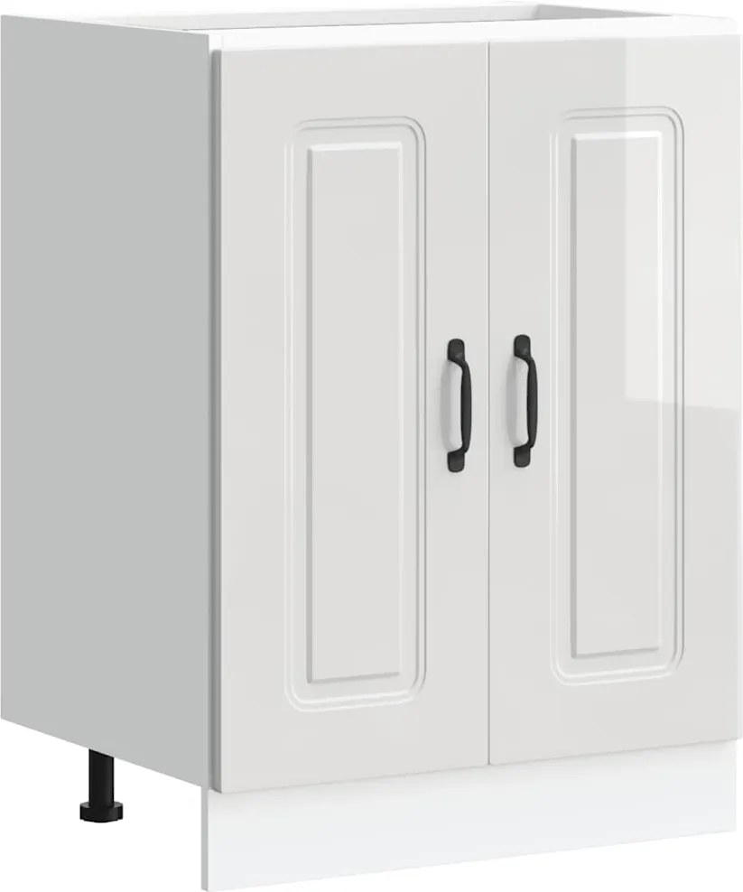 vidaXL Mosogató aljzat szekrény Kalmar magasfényű fehér 60x46x81,5 cm