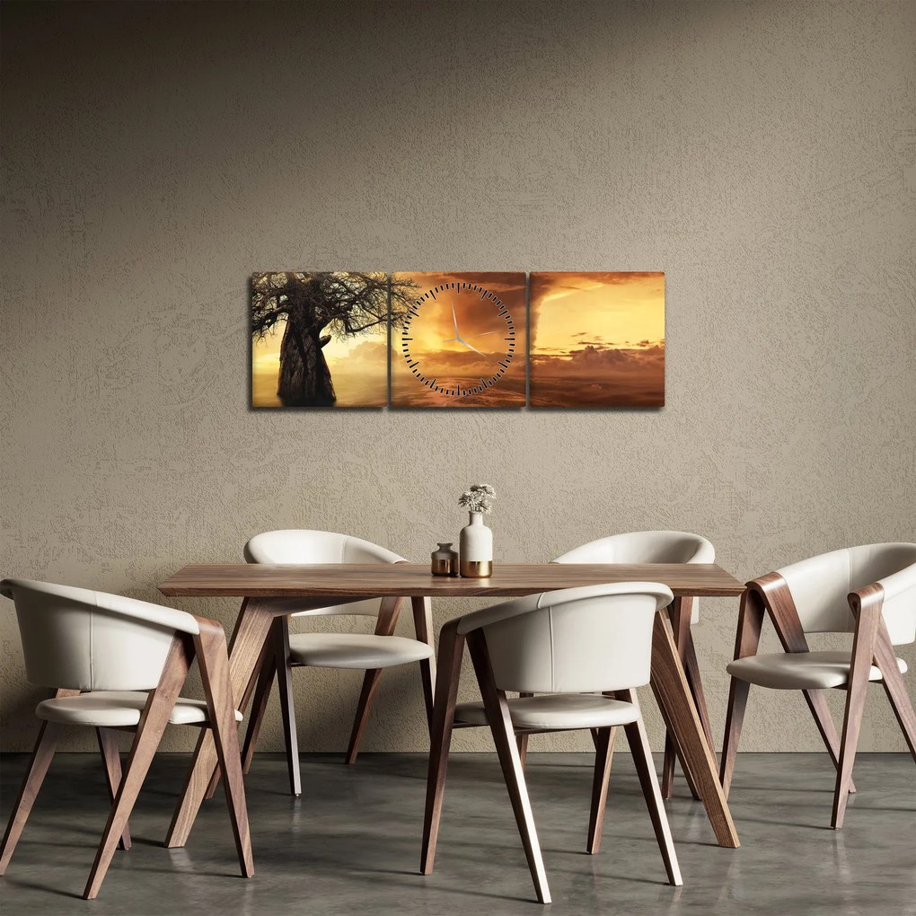 Narancssárga felhők képe (órával) (90x30 cm)