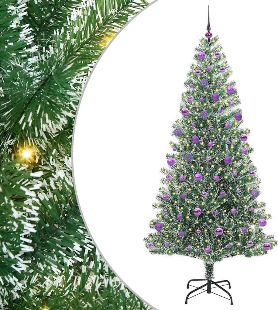 vidaXL Mű karácsonyi fa hóval borítva LED fényekkel 300 LED-del 210 cm