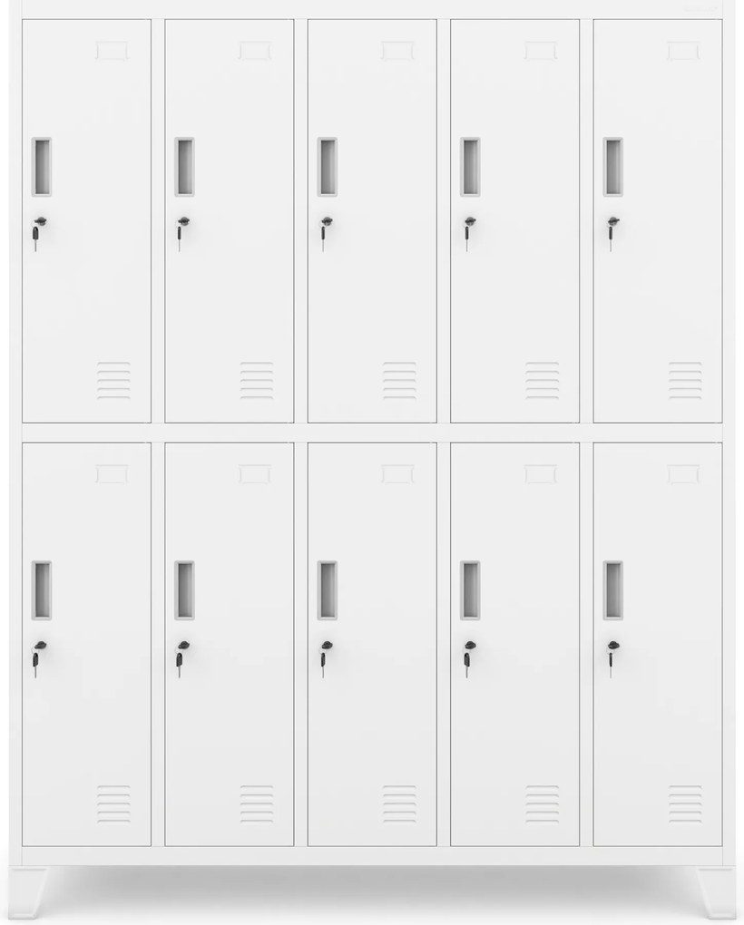 10 ajtós BHP fém öltözőszekrény BARTEK 1360 x 1720 x 450 mm, fehér