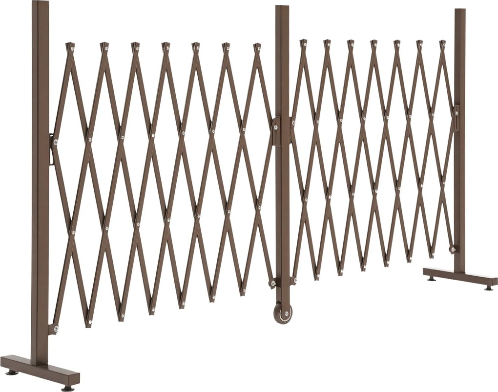 Outsunny Állítható Ollókapu Kerti Kerítés 52-405cm Alumínium Sötétbarna H103.5cm | Aosom
