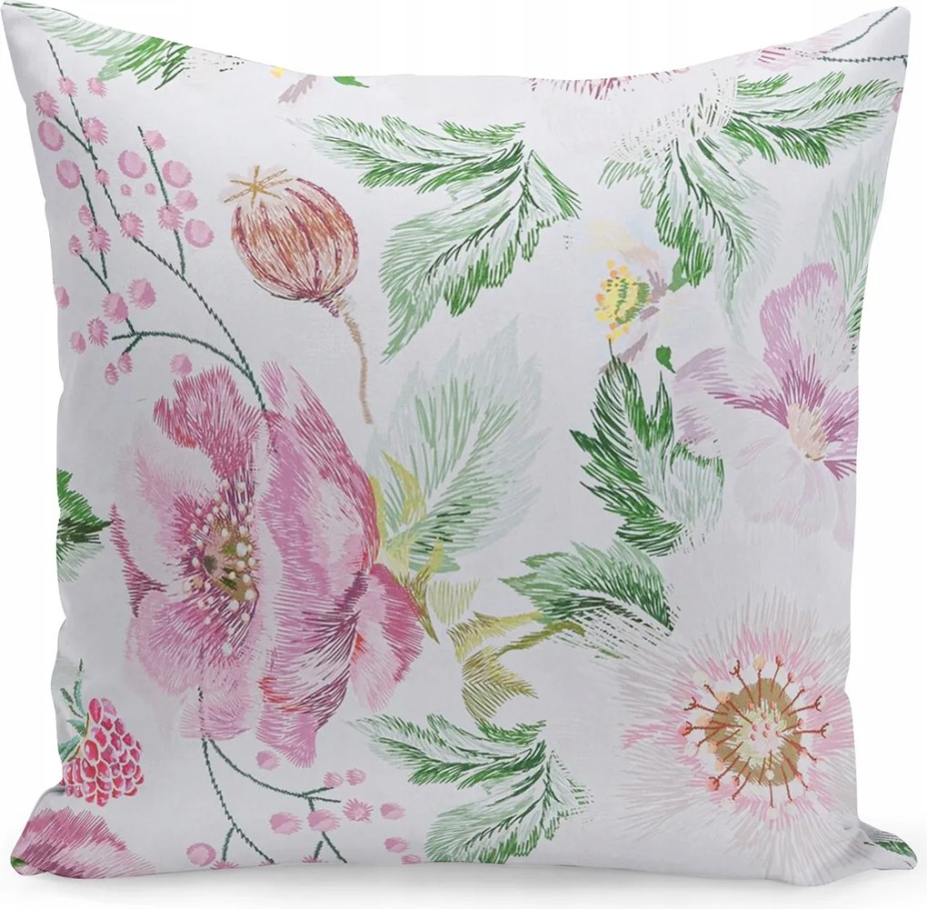 Dekorációs Párnahuzat 40x40 Virágok Puha Szép