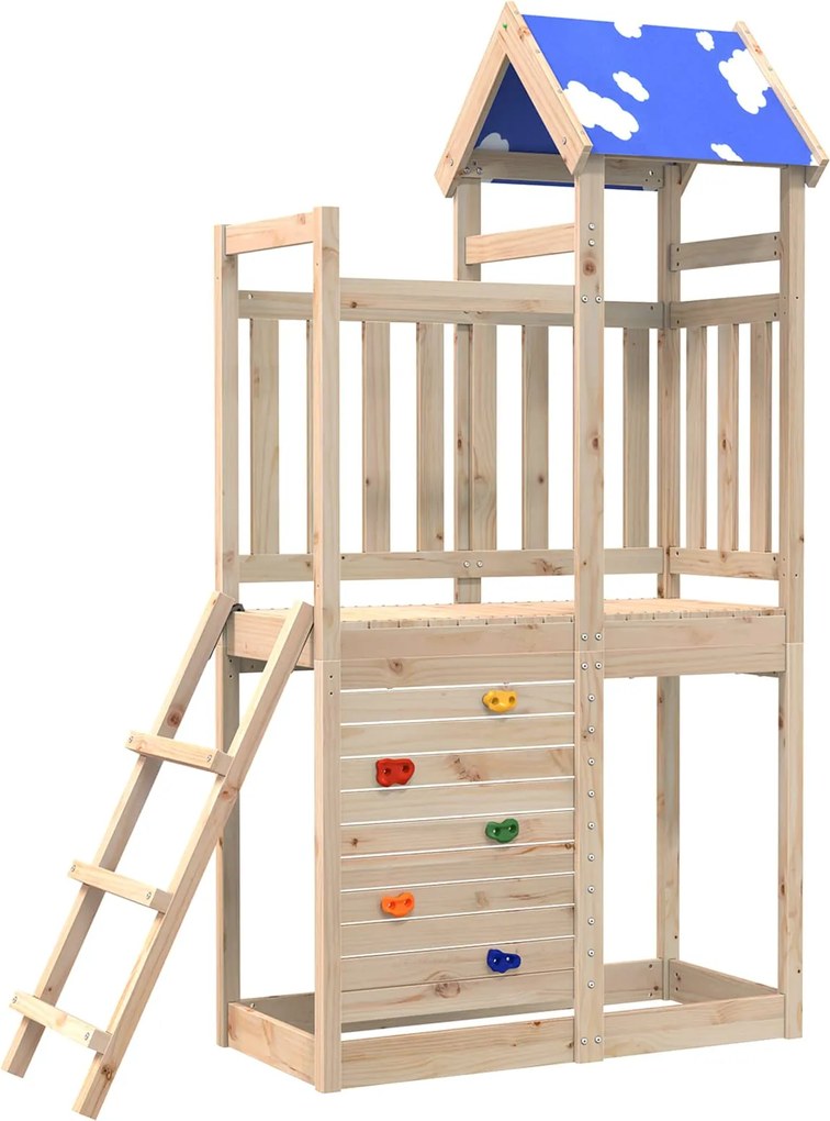 vidaXL Játék Torny Barna 110,5 x 52,5 x 215cm Tömör fenyőfa