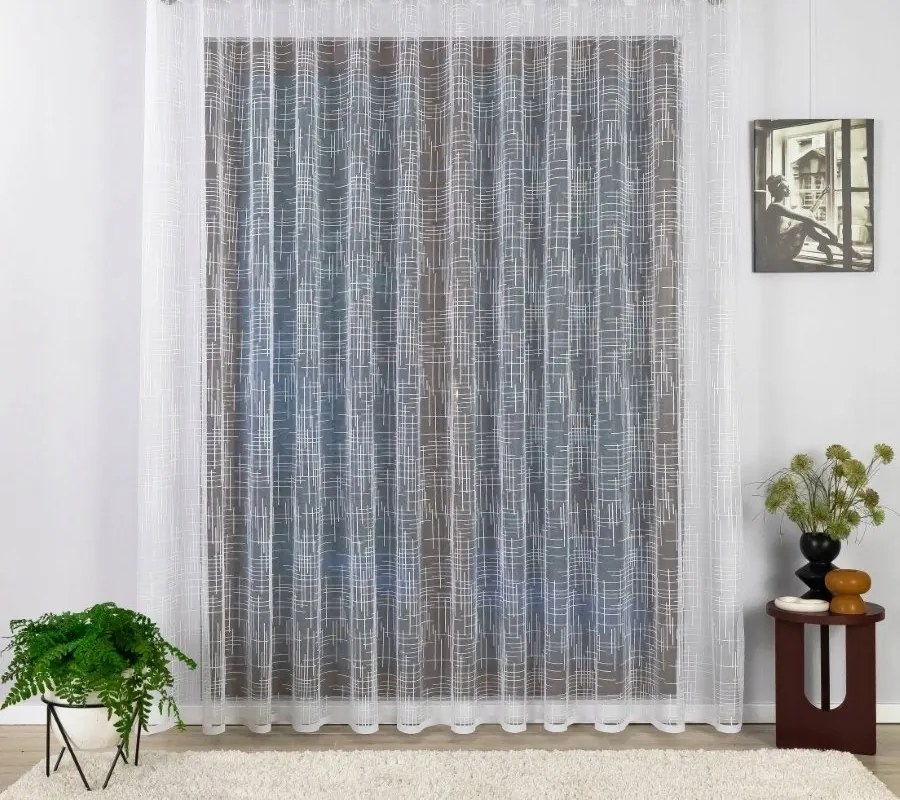 Jacquard Kész Függöny Ráncoló Szalaggal, Vonalak 300X215