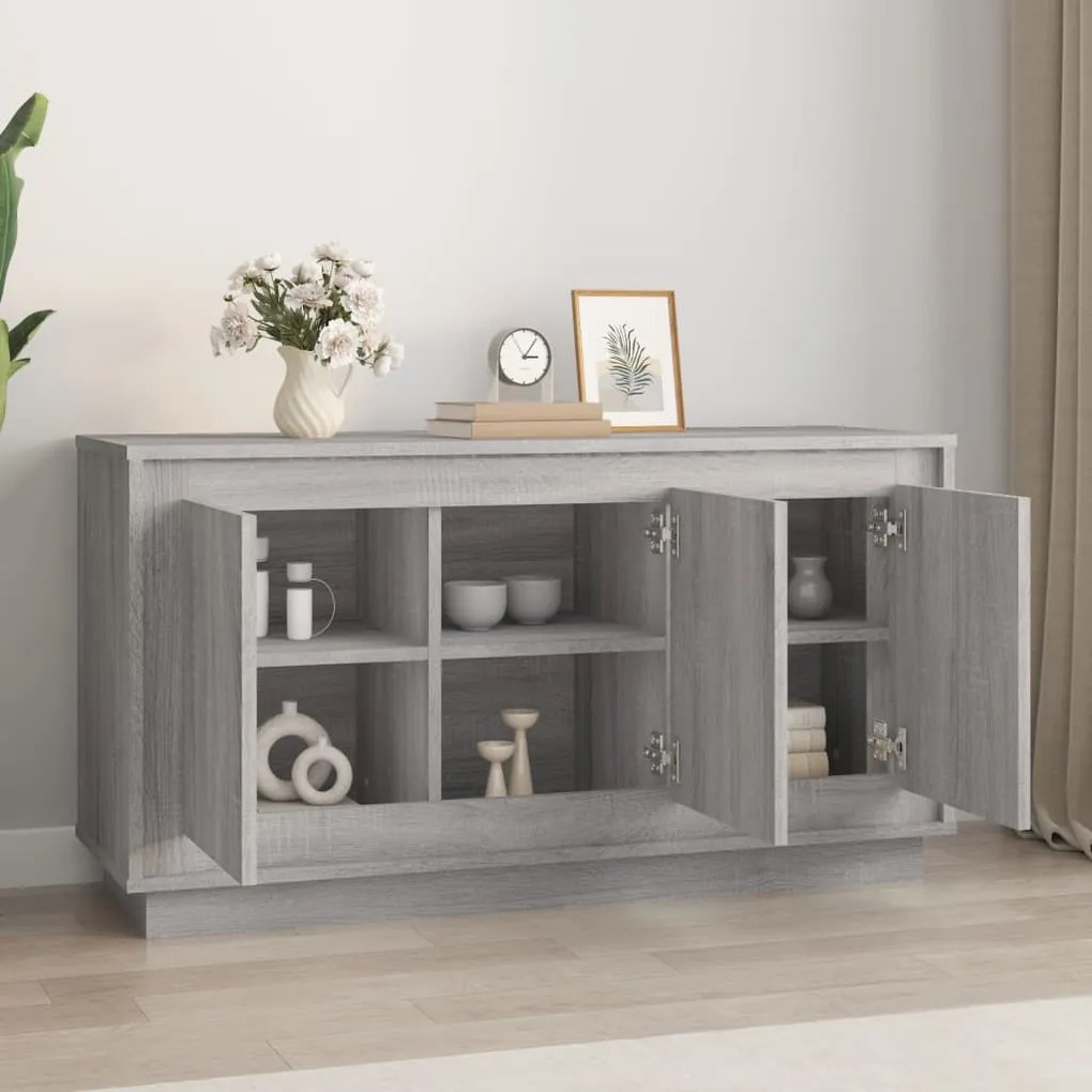 szürke sonoma színű szerelt fa tálalószekrény 102x35x55 cm