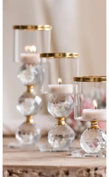 3 darabos aranyszínű gyertyatartó szett